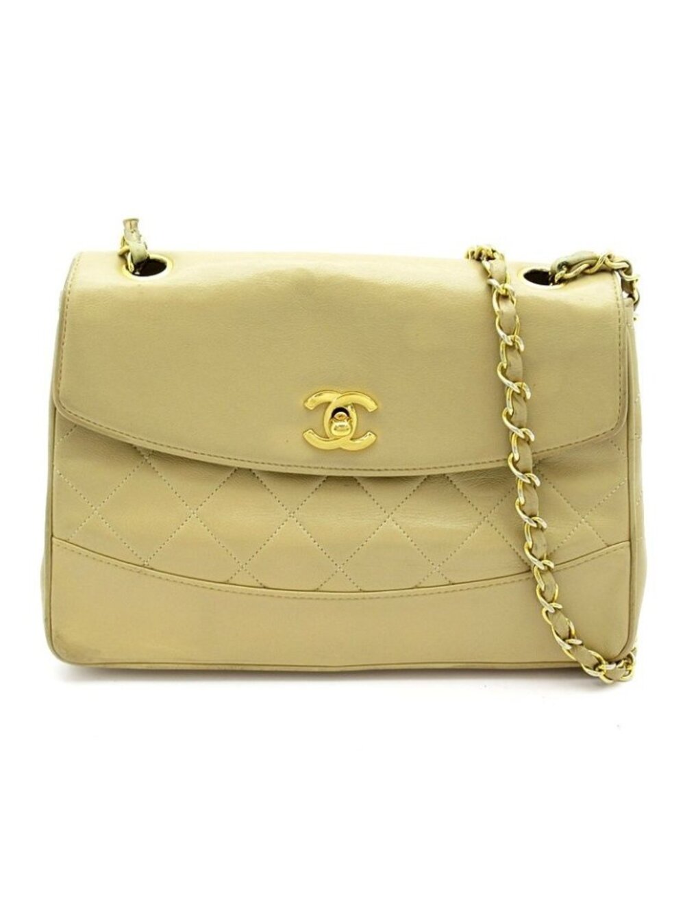 Chanel Chain Shoulder Bag Lambskin Beige